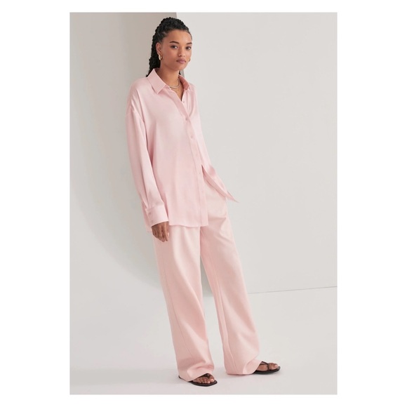 New! FAVORITE DAUGHTER Oversized Satin Ex-Boyfriend Shirt - Picture 6 of 14